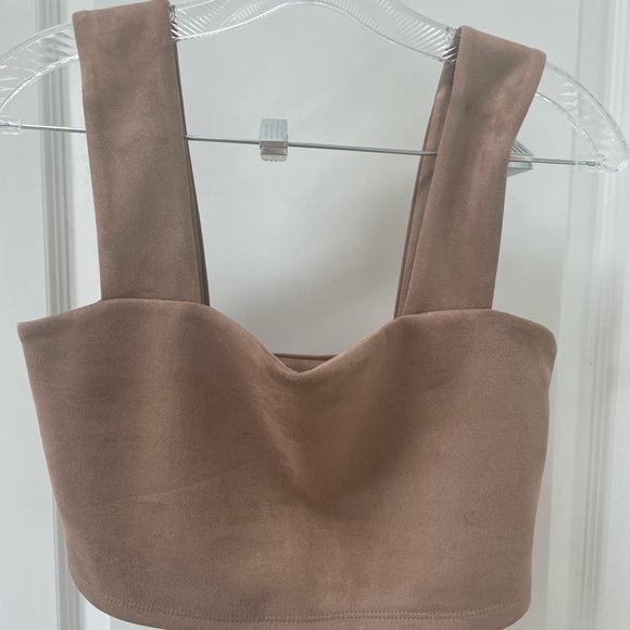 Susan Monaco Faux Suede Crop Top Sz M - Picture 8 of 8